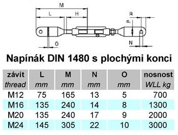 Tendeur DIN 1480 avec extrémités plates M12 Tendeur DIN 1480 avec extrémités plates M12