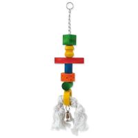 Jouet Bird Jewel clochette suspendue en bois sur corde 9x50cm Jouet Bird Jewel clochette suspendue en bois sur corde 9x50cm