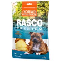 Friandise Rasco Premium peau de buffle enrobée de poulet, nœuds 11cm 80g Friandise Rasco Premium peau de buffle enrobée de poulet, nœuds 11cm 80g