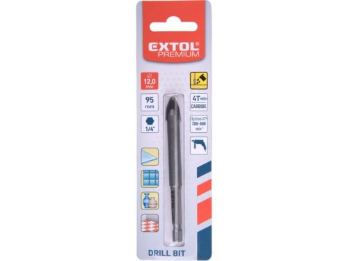EXTOL Foret pour verre et céramique au carbure, Ø 12mm 8801892