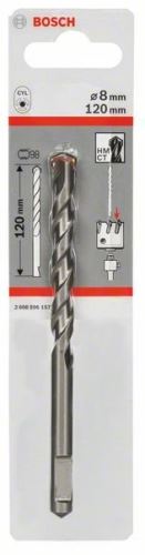 BOSCH Foret de centrage pour mandrin hexagonal et adaptateur SDS-plus 8 mm, 120 mm 2608596157