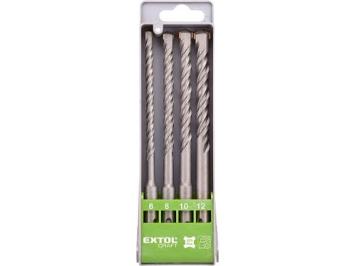 EXTOL Forets SDS PLUS à percussion pour béton, set 4 pcs, diamètre 6-12 mm 23902